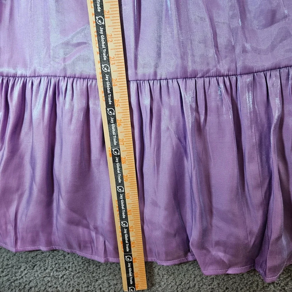 NEW Savanna Jane Dress Small Cap Sleeve Embroidered‎ Lined Shiny Purple - Picture 7 of 8